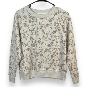 Old Navy Womens S Crew Neck Sweatshirt Cream/ Beige Floral Vintage Style Cotton